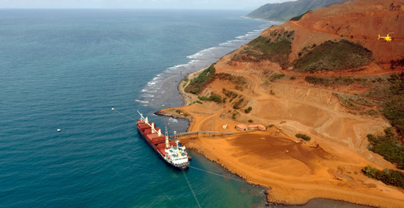 Loading nickel ore for export at Koniambo. Credit: ADECAL