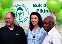 Anne-Sophie Hermann with BSP's CEO Ian Clyne and BbP Patron Bart Philomen. 
