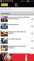 The interface of EMTV's new app for Android devices. An iPhone app is also due shortly.