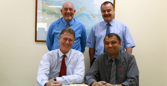 David Kelso, Managing Director of Moniplus (bottom left), along with colleagues (clockwise) Ken Dunn (Head of Asset Finance), Mal Parsonson (Head of FOREX) and General Manager Gajanan Barve.