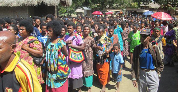 Some of the 1,000 women who attended financial literacy training given by Nationwide Microbank in Mangiang Village, Markham Valley, Morobe Province in 2013.