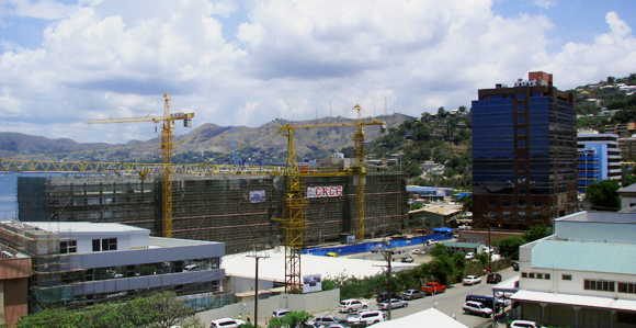 Port Moresby Town, with Steamships' harbourside development under construction.