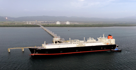 Historic sight: the 'Spirit of Hela' loads up with Papua New Guinea's first ever LNG exports last week. Credit: ExxonMobil