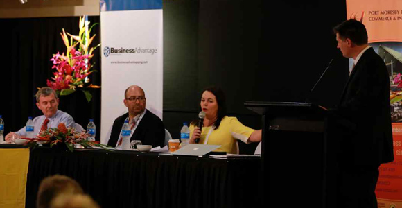 Austrade's David Knapton, Nambawan Super's Michael Block and IFC's Carolyn Blacklock.