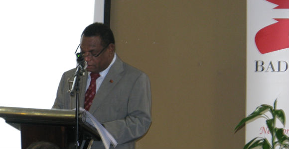 PNG Treasurer Patrick Pruaitch at a post-Budget breakfast briefing