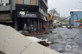 Cyclone damage in the capital, Port Vila. Credit; Reuters
