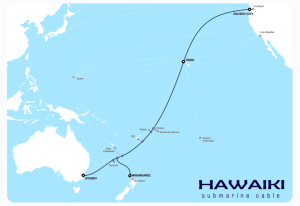 Route of the planned Hawaiki cable. 