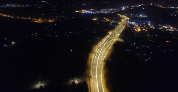 The Kumul Flyover at night. Credit: Hawkins Group