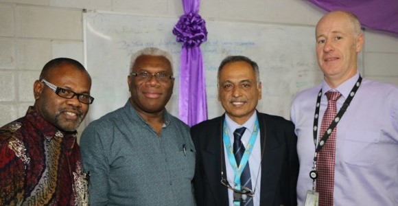 Samson Vartovo (PNG Governance Program), Professor David Kavanamur (Acting Secretary for Higher Education), Professor Lakshmi Pillai (Dean, School of Business and Public Policy), and Nick Murphy (First Secretary, Australian High Commission Governance Section) at a recent Wigani seminar.