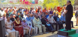 PM Peter O'Neill speaks at the launch of the new route. 