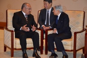 PNG PM Peter O'Neill with Japanese Emperor Akihito