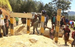 A trench dug by villagers across the road at Ipae Corner, Aiyak in Laiagam. Credit: PNG Police via RNZI