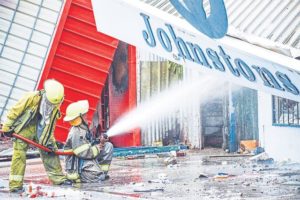 Fireman put out the blaze at . Credit: The National. 