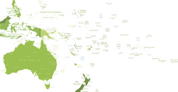 High detailed Oceania map.