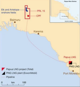 Map of the Papua LNG project and its connection with the Elk Antelope Field. Credit: TotalEnergies